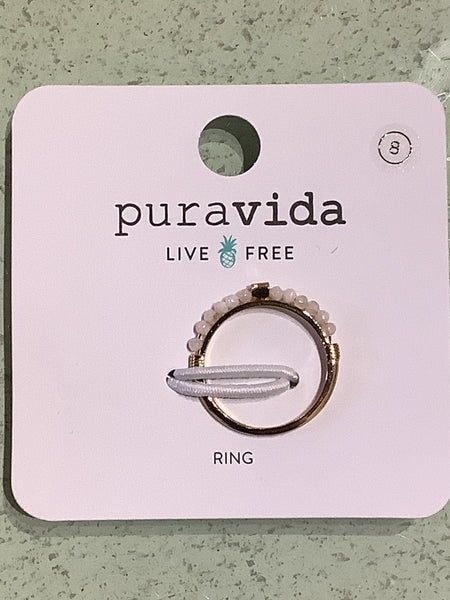 Puravida Beaded Gemstone Ring GOLD