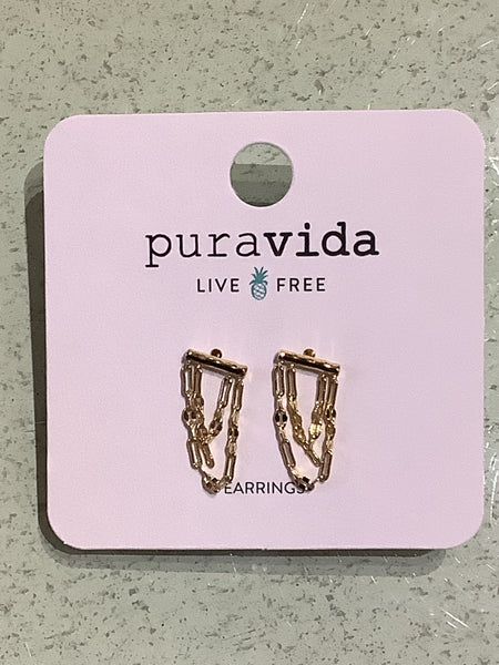 Puravida Draped Bar Earrings GOLD