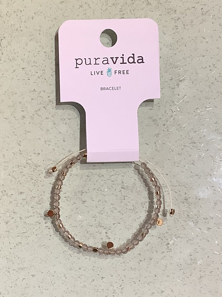 Puravida Smokey Quartz Beaded Bracelet GOLD