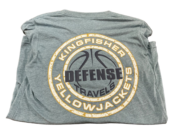 Kingfisher Yellowjackets Defense Travels tshirt- Womans