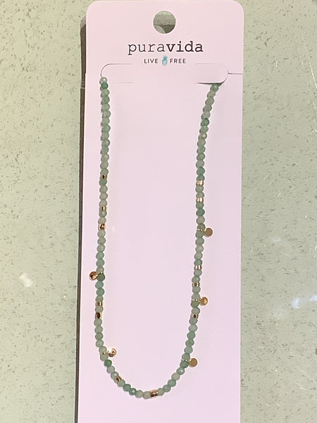 Puravida Jade Beaded Choker Necklace GOLD