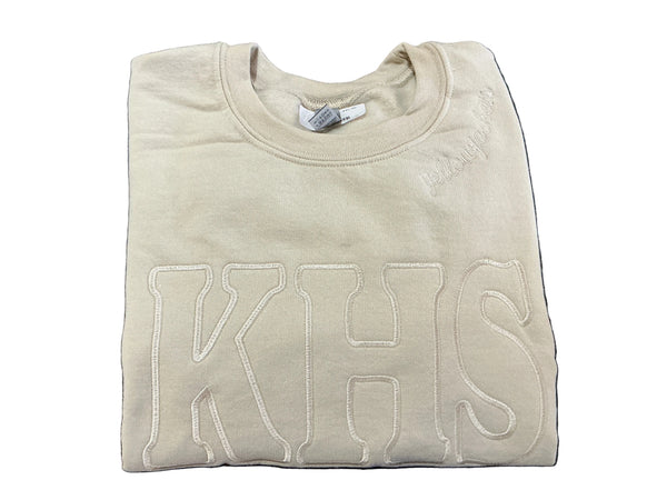 Embroidered KHS yellow jackets, cream crewneck