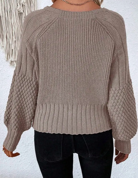 Textured sleeve button up cardigan