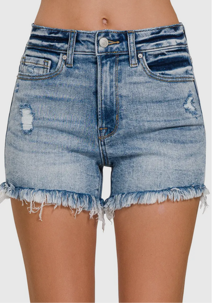 Raw Frayed Hem Ripped Denim Shorts
