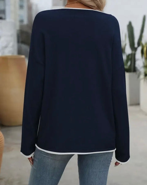 Crewneck long sleeve navy sweater