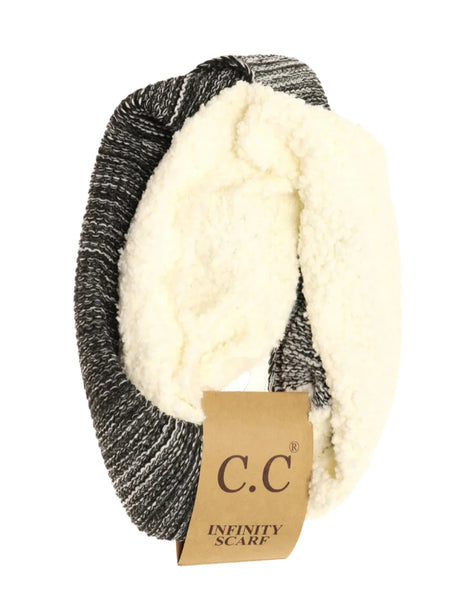 Popcorn Heathered Sherpa Lined Knit Scarf