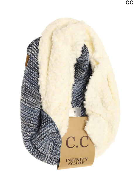 Popcorn Heathered Sherpa Lined Knit Scarf