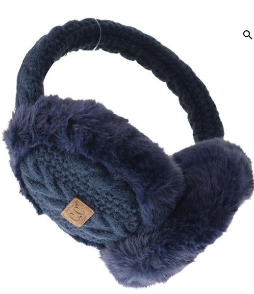 Cable Knit Faux Fur Earmuff