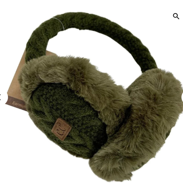 Cable Knit Faux Fur Earmuff