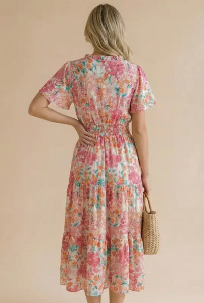 Plus Notch Neck Maxi Floral Dress