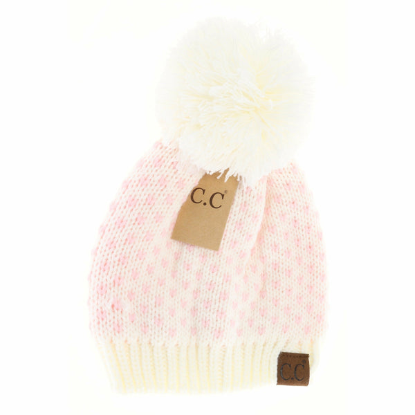 Heart Knit Pom Beanie