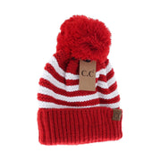 Knit Pom Striped C.C Beanie