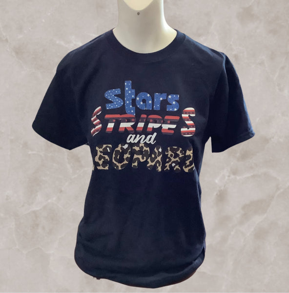 Stars Stripes and Leopard t-shirt
