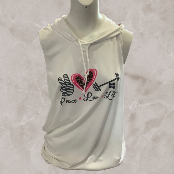 Peace Love Lift hooded tank top