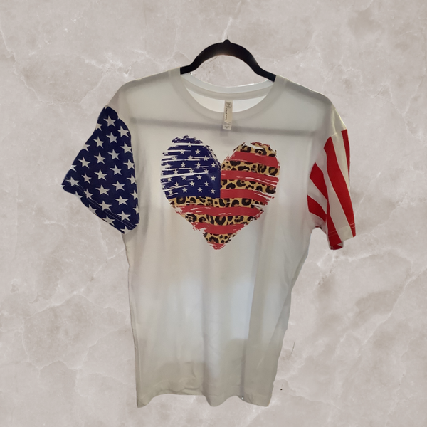 Red White and Leopard Heart Shirt
