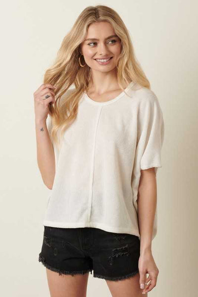 Corded Hacci Melange Knit Dolman Top