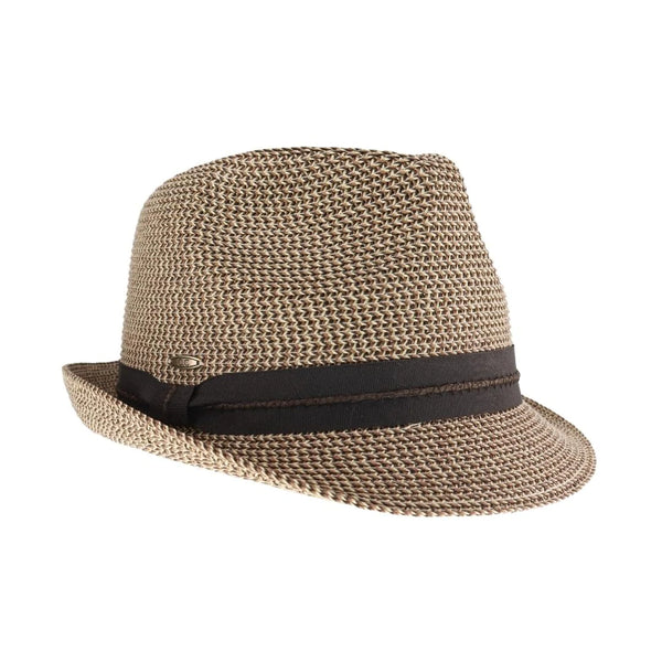 Grosgrain Straw Fedora Hat multi brown