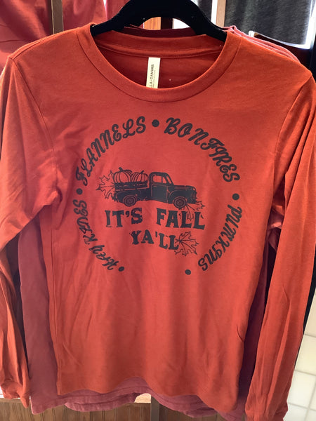 It's Fall Ya'll Long Sleeve burnt orange