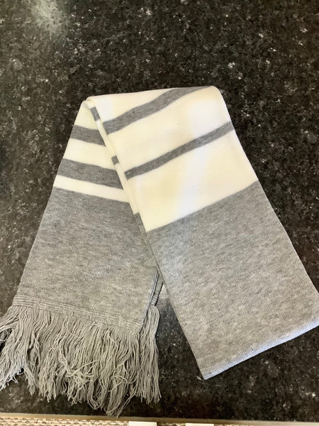 White and Gray striped scarf