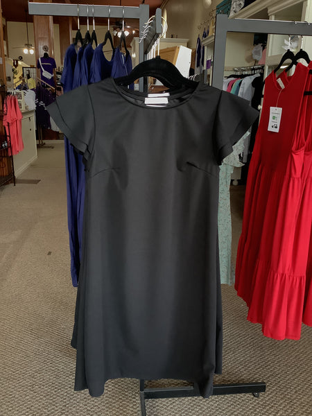 Ruffle Sleeve Solid Tunic Dress